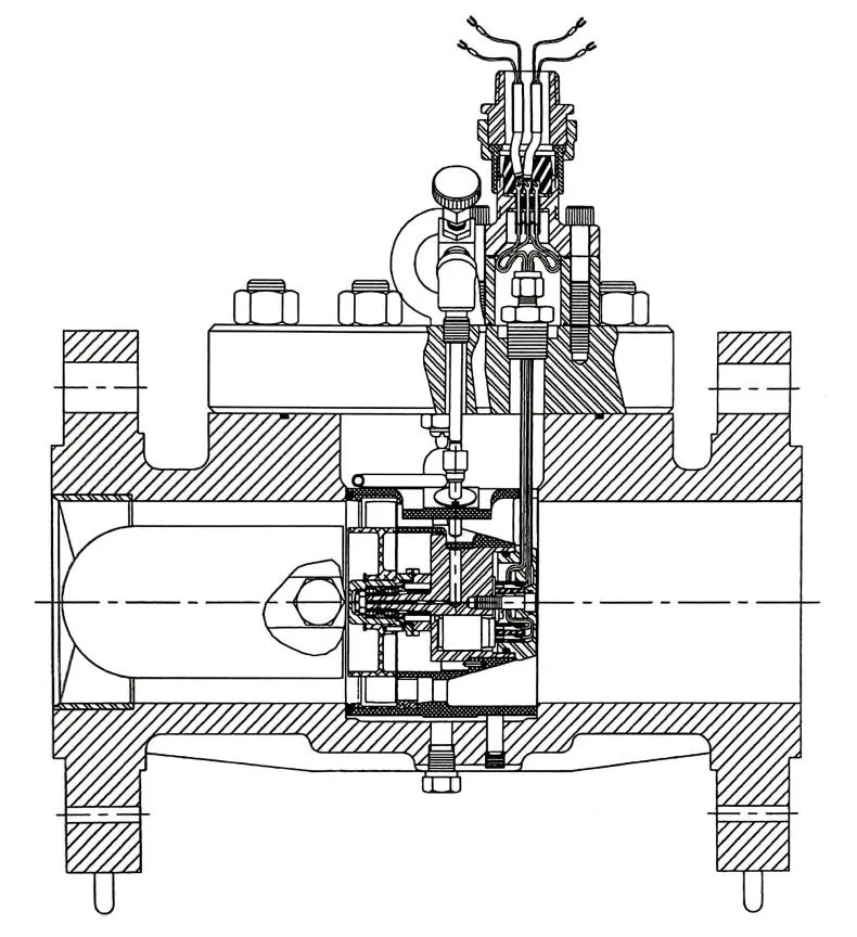 Schematic of a DN100 gas turbine flowmeter